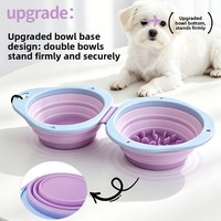 Bol pliable en caoutchouc thermoplastique pour animaux de compagnie, pliable, portable, pour l'alimentation en voyage des chiens et des chats, utilisation en extérieur