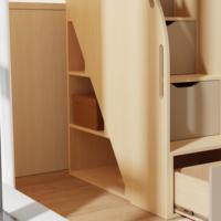 Lit superposé surélevé personnalisé avec armoire et étagères, lit superposé en bois pour adolescents dans le salon ou à la maison, lits pour enfants