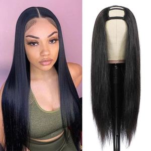 Extension de cheveux longs naturels brésiliens Remy, double trame transparente, fabriquée à la machine, sans perruque en dentelle, 100% cheveux humains, perruque en U - Product Image 1