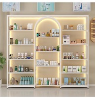 Présentoir lumineux multicouche personnalisé en métal pour salon de beauté, vitrine pour produits de soin de la peau, étagère de rangement cosmétique