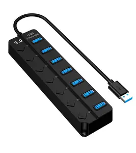 Toptan splitter 7 port-Sıcak satış araba USB şarj aleti tip-c Hub 3.0 7 bağlantı noktalı yüksek hızlı çıkış 5Gbps araba usb Splitter 7 1 soket