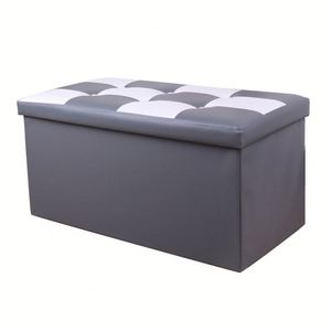 Otomana de Almacenamiento Personalizable en Blanco y Rojo, Otomana de Almacenamiento de Cuero Combinado - Product Image 5