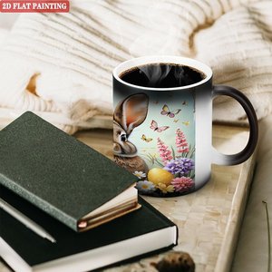 Mug magique en céramique 11oz noir givré, tasse à boire changeant de couleur à la chaleur, usage quotidien - Product Image 3