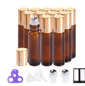 Essential <strong>Oil</strong> Roller Bottles 10ml Amber Glass <strong>Funnels</strong> by PrettyCare Roller - Product Image 1