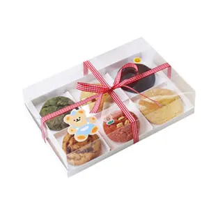 Toptan Best Seller kek Macaron kutuları Cupcake kutusu ile halat kolu şeffaf beyaz ve siyah özelleştirilmiş gıda özel Disposa