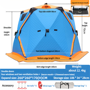 Tienda de pesca en hielo aislada para 4-6 personas, Oxford cálida gruesa con ventanas ventiladas visibles para pesca en hielo - Product Image 6