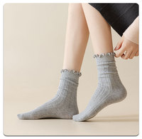 Nouvelle Arrivée Chaussettes Courtes Quotidiennes Décontractées pour Femmes en Coton Respirant avec Joli Volant en Dentelle et Nœud Personnalisé pour Filles
