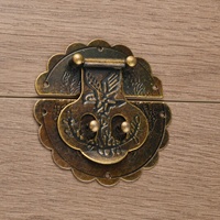 Serrure de boîte en alliage de zinc antique avec boucle vintage, fermoir caché à motif floral et d'oiseaux, loquet décoratif