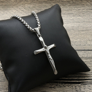 Colgante de cruz de acero inoxidable, collar para hombre, Color plateado, joyería religiosa, regalo para hombres, estilo Punk a la moda GF90 - Product Image 4