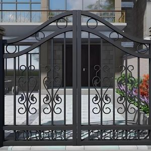 Portail en <span class=keywords><strong>fer</strong></span> forgé vintage à motif floral gravé avec verre biseauté - Anti-rouille et choix classique pour l'entrée - Product Image 4