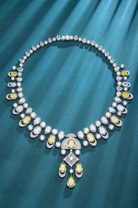 豪華な輝く黄色の水滴AAAキュービックジルコンチョーカーネックレスブライダルダングルタッセルドロップシェイプウェディングチャーミングジュエリー - Product Image 5