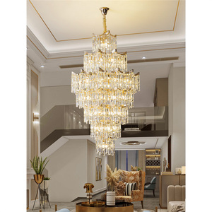 Lustre en cristal Long or classique de haute qualité pour hauts plafonds <span class=keywords><strong>Suspension</strong></span> en fer de luxe pour escalier <span class=keywords><strong>salon</strong></span> mariage - Product Image 5