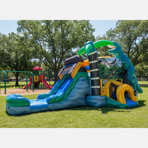 Château gonflable commercial Jurassic Tropical <span class=keywords><strong>Dino</strong></span> Moonwalk Jumper Bouncy Castle Inflatable Bounce House - Product Image 3
