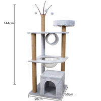 Tour griffoir pour chat en sisal gris beige à poils courts avec échelle, vente en gros du fabricant