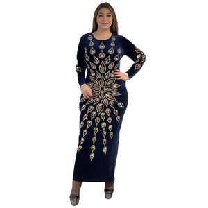 Abaya en velours africain Dashiki, perlage, Ramadan, Eid, musulman, arabe, Long Kaftan, Robe <span class=keywords><strong>Djellaba</strong></span> pour femme, Robe de soirée islamique - Product Image 5