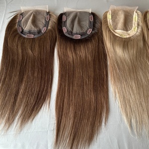 Topper con Chiusura in Pizzo per Capelli Europei, con Retro in Trama, 100% Capelli Umani Vergini, con Divisione a Destra, per Sistema di Integrazione a Rete per Parrucche - Product Image 2