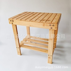 Tabouret de douche en bambou avec étagère de rangement 40x28x40cm Antidérapant Utilisation intérieure et extérieure - Product Image 1