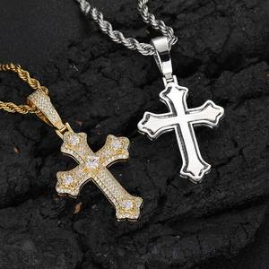 New Arrival Hip Hop Jewelry Full Pave Diamond <strong>Cross</strong> <strong>Pendant</strong> Women 18k <strong>Gold</strong> Plated Christian <strong>Cross</strong> <strong>Pendant</strong> Necklace - Product Image 4