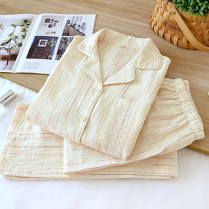 All'ingrosso pigiama a righe di alta qualità da donna in <span class=keywords><strong>cotone</strong></span> a manica lunga vestito di <span class=keywords><strong>cotone</strong></span> <span class=keywords><strong>vestiti</strong></span> per la casa Casual abbigliamento da notte Set - Product Image 2