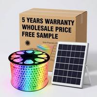 Vente directe d'usine, bande lumineuse LED RGB à énergie solaire, étanche IP67, télécommande, millions de couleurs, lampe de décoration de jardin extérieur