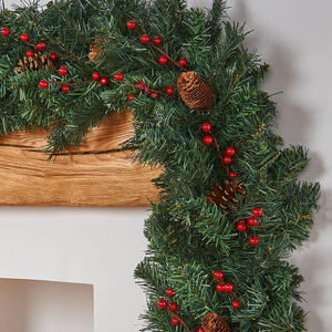 Guirlande Ronde Artificielle de Noël en Rotin, Décoration de Noël avec Cônes de Pin et Fruits Verts, 2,7 m, Faite à la Main, DIY, pour Arbre de Noël, Maison, Fêtes et Célébrations - Product Image 4