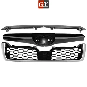 ABS STI STYLE FRONT GRILL MESH KIT (GLOSS BLACK W. CHROME FRAME)FOR SUBARU 13-18 FORESTER SJ