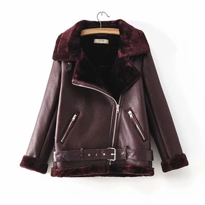 <span class=keywords><strong>Giacca</strong></span> da donna calda invernale con risvolti corti in pelliccia con cerniera in metallo <span class=keywords><strong>giacca</strong></span> di pelle da motociclista spessa - Product Image 4