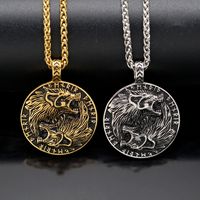 Collier en acier inoxydable avec pendentif loup Geri Freki, bijoux viking, pendentif animal, charme viking, runes Futhark, pendentif pour homme