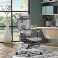 Fauteuil de bureau pivotant au design moderne avec appuie-tête réglable Chaise d'appoint en tissu sur base inclinable Style de chaise en maille