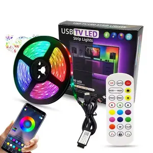 16.4FT מטר RGB SMD 5050 5V USB חכם אפליקציה שלט רחוק צבע שינוי טלוויזיה תאורה אחורית LED רצועת לעיצוב רקע טלוויזיה