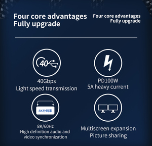 Ad alta velocità 40Gbps Thunderbolt <span class=keywords><strong>4</strong></span> tipo <span class=keywords><strong>C</strong></span> a tipo <span class=keywords><strong>C</strong></span> cavo intrecciato con PD240W 5A ricarica rapida per computer giacca in Nylon - Product Image 6