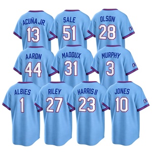 Maillot de baseball américain City Connect 2026 brodé – <span class=keywords><strong>13</strong></span> Ronald Acuna Jr., 28 Olson, 10 Jones, 27 Riley, 44 Aaron, 1 Albies - Product Image 1