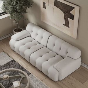 Sofás de tela estilo Wabi-sabi, sala de estar, un asiento o tres asientos, sofá de lana de cordero, estilo crema, sofá moderno Simple - Product Image 3