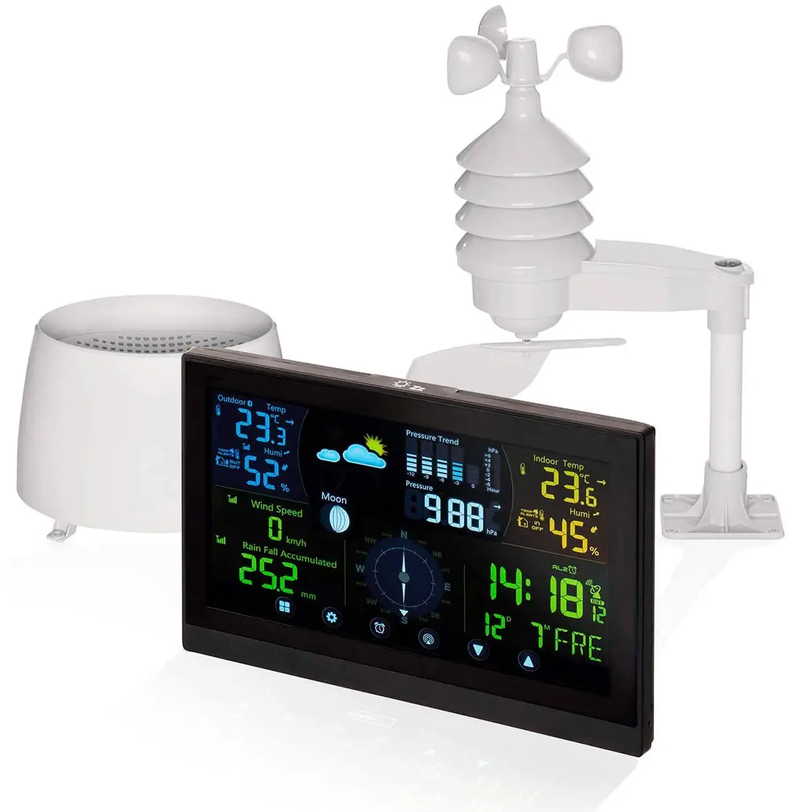 Weather Forecast Station Indoor Outdoor Thermometer Rain Gauge Hygrometer Barometer Weather Station