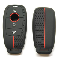 Funda Protectora de Silicona Antideslizante con Diseño de Panal de Abeja y Línea Roja para Llave Inteligente de Mercedes-Benz de 3 y 4 Botones