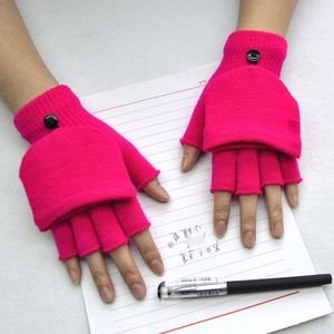 Gants d'hiver pour femmes, <span class=keywords><strong>pas</strong></span> chers, unis, convertibles, en tricot, demi-doigts, pour le cyclisme, les sports de plein air, le <span class=keywords><strong>ski</strong></span>, usage quotidien, coupe-vent, respirants - Product Image 6