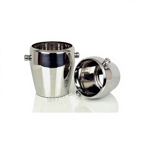 Seau à glace / refroidisseur à vin en acier inoxydable de haute qualité avec poignées latérales, style industriel, couleur et logo personnalisables pour fêtes, maison et bar - Product Image 1