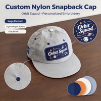 Casquette personnalisée légère en nylon à visière plate avec patch brodé, séchage rapide, pour sports de plein air, ajustable, type snapback