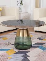 Table basse de salon en verre teinté avec plateau en métal