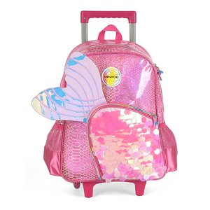 Factory Cartoon Beauty Wing Mermaid tail Kids Niños trolley <span class=keywords><strong>Mochila</strong></span> escolar bolsa <span class=keywords><strong>con</strong></span> <span class=keywords><strong>ruedas</strong></span> - Product Image 3