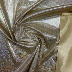 Tela elástica de poliéster con purpurina holográfica plateada metálica brillante, muy vendida. - Product Image 5