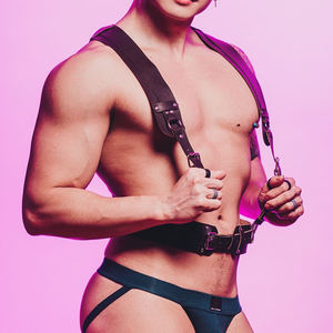 Herren Leder Körper gürtel Punk verstellbare Kunstleder Körper Brust gürtel Clubwear mit ausgefallenen Schnallen Ringe für Homosexuell - Product Image 2