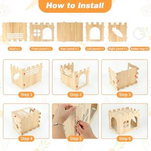 <span class=keywords><strong>Casa</strong></span> de Madera para Conejos y Escondite, Castillo para Conejos, Desmontable, Juguete para Animales Pequeños, Escondite para Conejos, Accesorios para Jaulas - Product Image 6