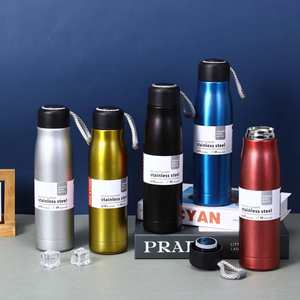 <b>Large</b> Capacity Double-Layer Vacuum Insulated Drawstring <b>Cup</b> Portable Outdoor Sports Water Bottle Fashionable Knight Design Metal - Product Image 2