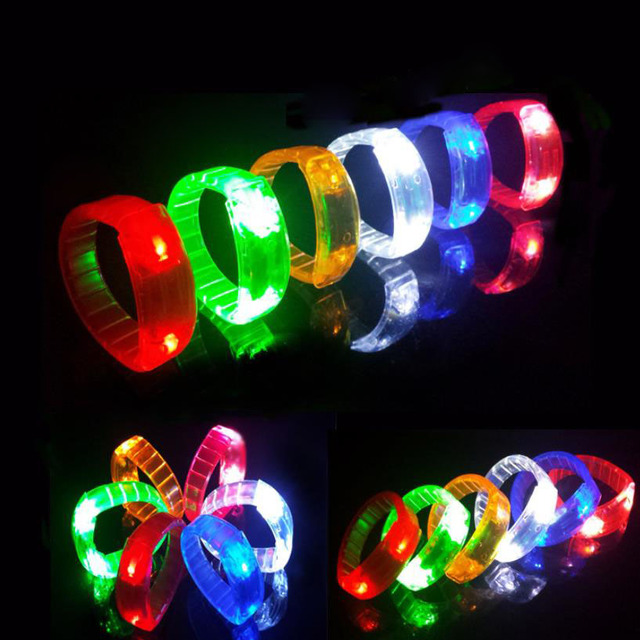 LED Light up Sound Bracelet Voice Activated Glow Flash Bangle Club Bar KTV Dance Rave Party Concert Event Supplies