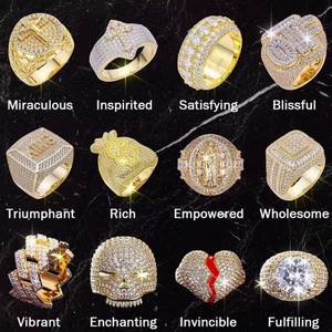 Nouveauté Bague en argent S925 plaqué or avec diamants complets en moissanite VVS glacés, bague tendance hip-hop en stock - Product Image 6