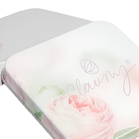 Boîte carrée en fer blanc à imprimé floral de luxe, étui métallique élégant pour emballage de produits de soin et de parfums solides, faible MOQ
