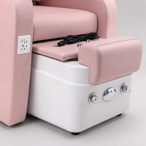 Luxury <b>Pink</b> Pedicure Spa Chair with Electric Reclining Backrest White Base Footrest Professional Salon Nail Foot Massage Throne - Product Image 5