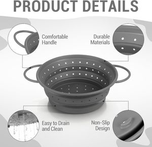 <span class=keywords><strong>Scolapasta</strong></span> Pieghevole in Silicone con Manici Estensibili, Colino Pieghevole Senza BPA per Sopra il Lavello, Cesto Portafrutta Salvaspazio - Product Image 5