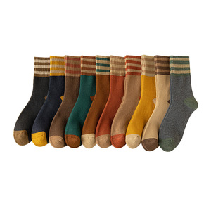 Thermal Terry Cloth <b>Socks</b> Thickened Mid Calf Color Blocking Japanese Style Warm <b>Socks</b> For Women And Men Autumn <b>Winter</b> - Product Image 5